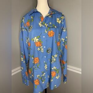 Lands' End Blue Floral Men's Shirt